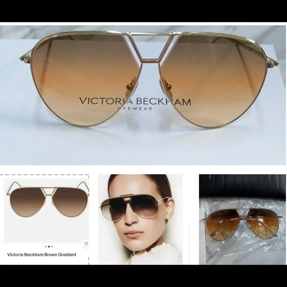 VICTORIA BECKHAM UNISEX CLASSIC PILOT AVIATOR SUNGLASSES WITH METAL BROW BAR Victoria Beckham Navigator Sunglasses VB229S 040 Silver  main image 4